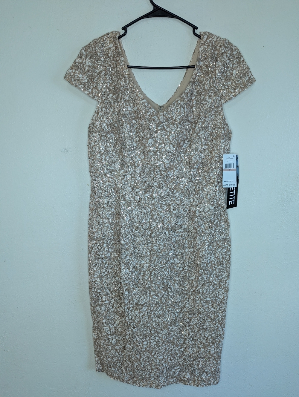 NWT Alex Evenings Sequin Knee Length Dress Women's Size 12P